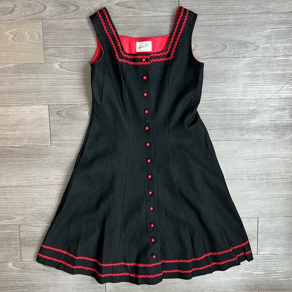 Vintage 50s Alicia Fair of California Rockabilly Retro Square Neck Dress Size M - Picture 1 of 6